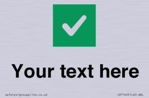 Custom plain background, green square with tick sign